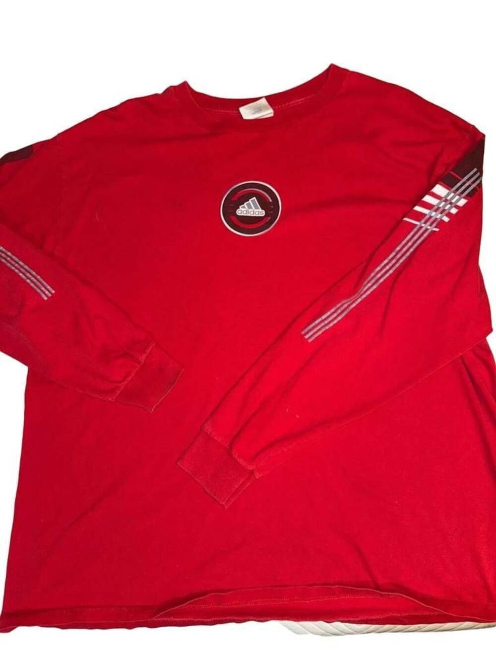 Adidas Vintage Long Sleeve T-Shirt Size 2XL Red Logo Graphic Made in USA
